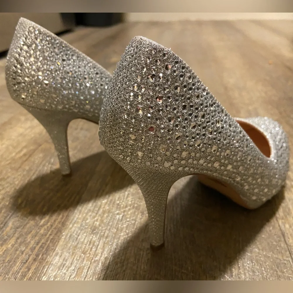 De Blossom Collection Rhinestone Crystal Heels Bridal Shoes size 8.5 - Picture 3 of 13